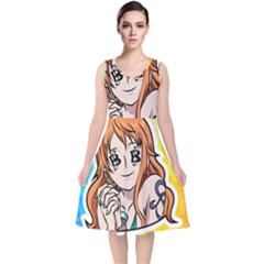 Nami Lovers Money V-neck Midi Sleeveless Dress  by designmarketalsprey31