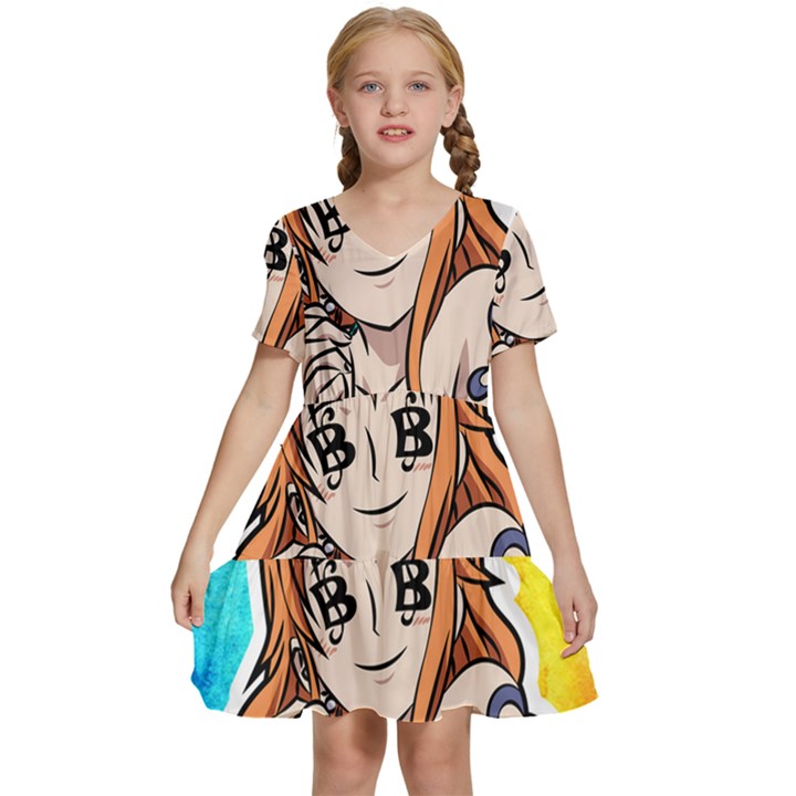 Nami Lovers Money Kids  Short Sleeve Tiered Mini Dress