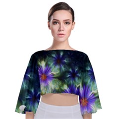 Fractalflowers Tie Back Butterfly Sleeve Chiffon Top