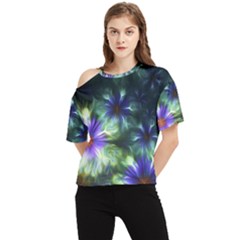 Fractalflowers One Shoulder Cut Out Tee by Sparkle