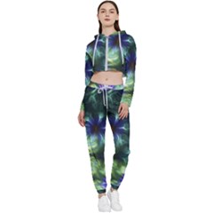 Fractalflowers Cropped Zip Up Lounge Set by Sparkle