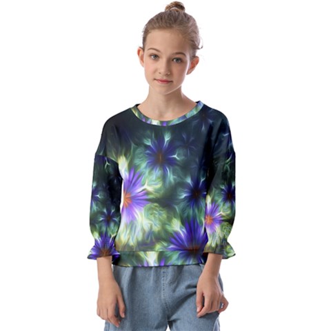 Fractalflowers Kids  Cuff Sleeve Top by Sparkle