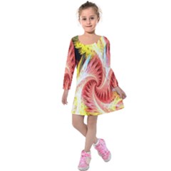 Fractalflowers Kids  Long Sleeve Velvet Dress