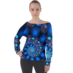 Digitalart Balls Off Shoulder Long Sleeve Velour Top by Sparkle