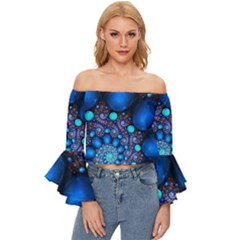 Digitalart Balls Off Shoulder Flutter Bell Sleeve Top