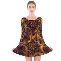 Digitalartflower Long Sleeve Velvet Skater Dress