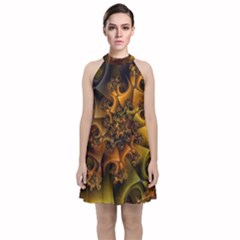 Digitalartflower Velvet Halter Neckline Dress  by Sparkle