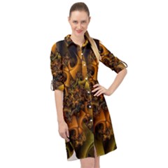 Digitalartflower Long Sleeve Mini Shirt Dress by Sparkle