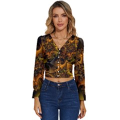 Digitalartflower Long Sleeve V-neck Top by Sparkle