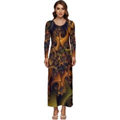 Digitalartflower Long Sleeve Velour Longline Maxi Dress by Sparkle