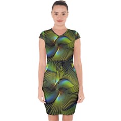 Digitalart  Waves Capsleeve Drawstring Dress  by Sparkle