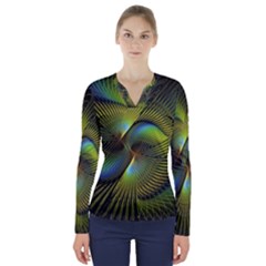 Digitalart  Waves V-neck Long Sleeve Top by Sparkle