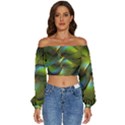 Digitalart  Waves Long Sleeve Crinkled Weave Crop Top View1