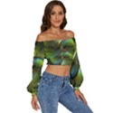 Digitalart  Waves Long Sleeve Crinkled Weave Crop Top View3