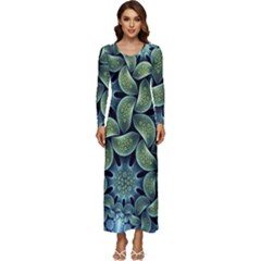 Digitalartflower Long Sleeve Velour Longline Maxi Dress by Sparkle