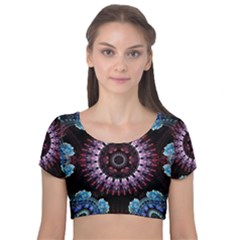 Digitalart Kaleidoscope Velvet Short Sleeve Crop Top 