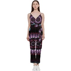 Digitalart Kaleidoscope V-neck Spaghetti Strap Tie Front Jumpsuit by Sparkle