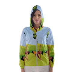 Mother And Daughter Yoga Art Celebrating Motherhood And Bond Between Mom And Daughter  Women s Hooded Windbreaker