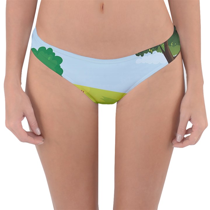 Mother And Daughter Yoga Art Celebrating Motherhood And Bond Between Mom And Daughter. Reversible Hipster Bikini Bottoms