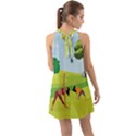 Mother And Daughter Yoga Art Celebrating Motherhood And Bond Between Mom And Daughter. Halter Tie Back Chiffon Dress View2