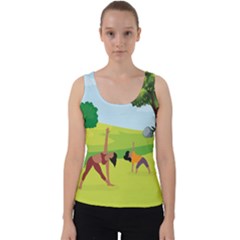 Mother And Daughter Yoga Art Celebrating Motherhood And Bond Between Mom And Daughter  Velvet Tank Top by SymmekaDesign