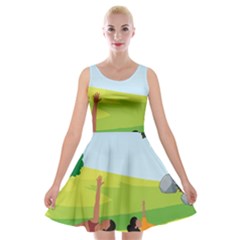 Mother And Daughter Yoga Art Celebrating Motherhood And Bond Between Mom And Daughter  Velvet Skater Dress