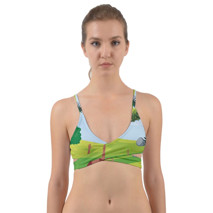 Mother And Daughter Yoga Art Celebrating Motherhood And Bond Between Mom And Daughter. Wrap Around Bikini Top