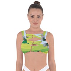 Mother And Daughter Yoga Art Celebrating Motherhood And Bond Between Mom And Daughter  Bandaged Up Bikini Top