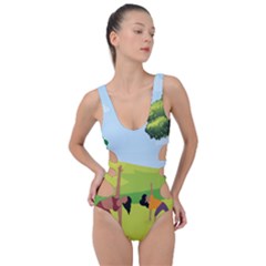 Mother And Daughter Yoga Art Celebrating Motherhood And Bond Between Mom And Daughter  Side Cut Out Swimsuit