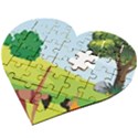 Mother And Daughter Yoga Art Celebrating Motherhood And Bond Between Mom And Daughter. Wooden Puzzle Heart View2