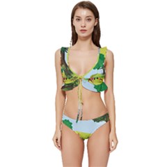 Mother And Daughter Yoga Art Celebrating Motherhood And Bond Between Mom And Daughter  Low Cut Ruffle Edge Bikini Set