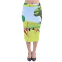 Mother And Daughter Yoga Art Celebrating Motherhood And Bond Between Mom And Daughter. Velvet Midi Pencil Skirt View1