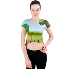 Mother And Daughter Y Crew Neck Crop Top by SymmekaDesign