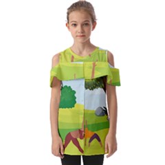 Mother And Daughter Yoga Art Celebrating Motherhood And Bond Between Mom And Daughter  Fold Over Open Sleeve Top