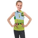 Mother And Daughter Yoga Art Celebrating Motherhood And Bond Between Mom And Daughter. Kids  Sleeveless Polo Tee View1