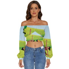 Mother And Daughter Y Long Sleeve Crinkled Weave Crop Top