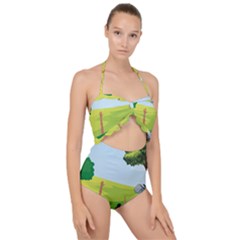 Large Scallop Top Cut Out Swimsuit by SymmekaDesign