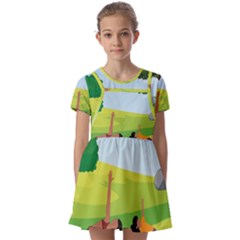 Large Kids  Short Sleeve Pinafore Style Dress by SymmekaDesign