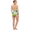 Mother And Daughter Yoga Art Celebrating Motherhood And Bond Between Mom And Daughter. Scallop Top Cut Out Swimsuit View2