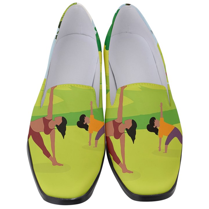 Mother And Daughter Yoga Art Celebrating Motherhood And Bond Between Mom And Daughter. Women s Classic Loafer Heels