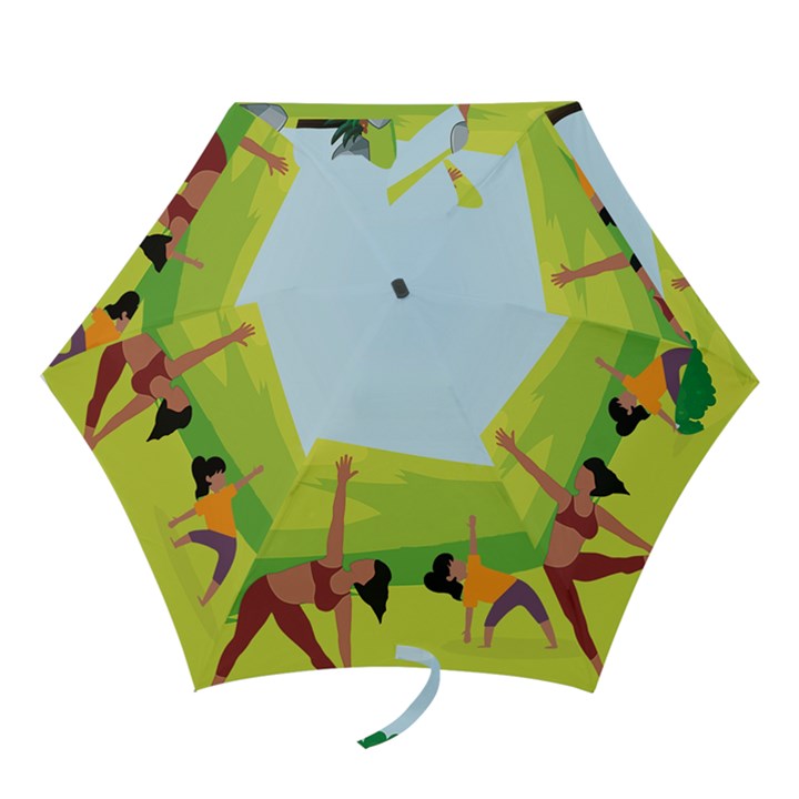 Mother And Daughter Yoga Art Celebrating Motherhood And Bond Between Mom And Daughter. Mini Folding Umbrellas