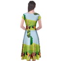 Mother And Daughter Yoga Art Celebrating Motherhood And Bond Between Mom And Daughter. Cap Sleeve Wrap Front Dress View2