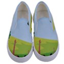 Mother And Daughter Yoga Art Celebrating Motherhood And Bond Between Mom And Daughter. Kids  Canvas Slip Ons View1