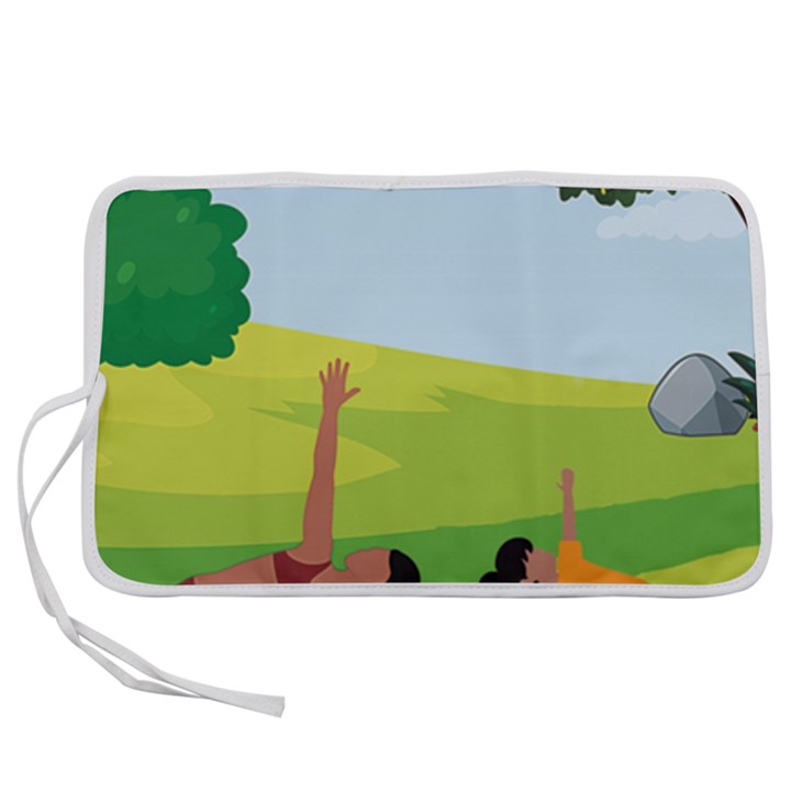 Mother And Daughter Yoga Art Celebrating Motherhood And Bond Between Mom And Daughter. Pen Storage Case (M)