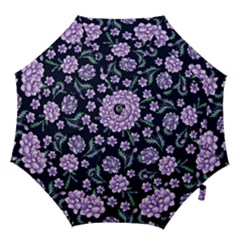 Elegant Purple Pink Peonies In Dark Blue Background Hook Handle Umbrellas (medium)