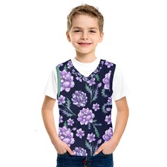 Elegant Purple Pink Peonies In Dark Blue Background Kids  Basketball Tank Top by augustinet