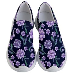 Elegant Purple Pink Peonies In Dark Blue Background Women s Lightweight Slip Ons by augustinet