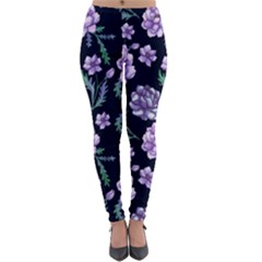 Elegant Purple Pink Peonies In Dark Blue Background Lightweight Velour Leggings