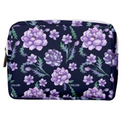 Elegant Purple Pink Peonies In Dark Blue Background Make Up Pouch (medium)