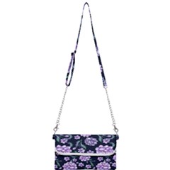 Elegant Purple Pink Peonies In Dark Blue Background Mini Crossbody Handbag